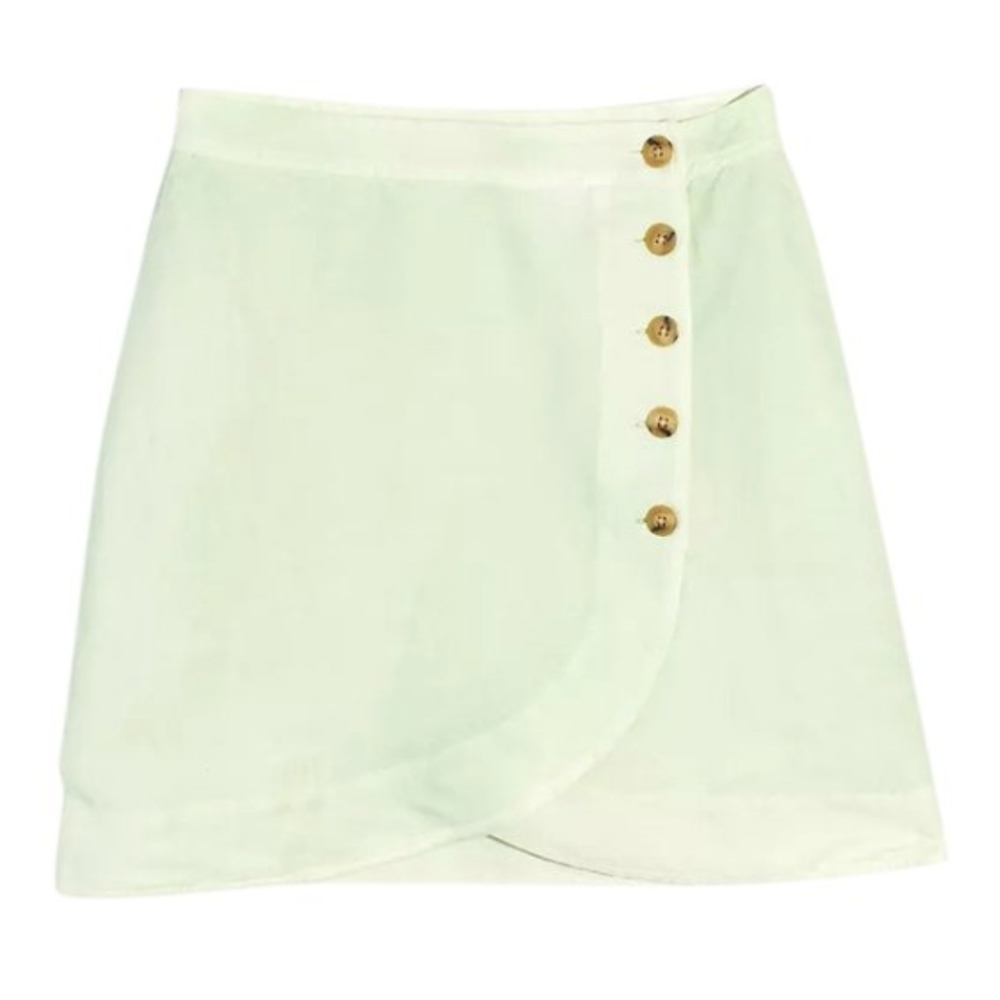 Mint Botanical Linen-Blend Button-Up Tulip Miniskirt - Women Madewell